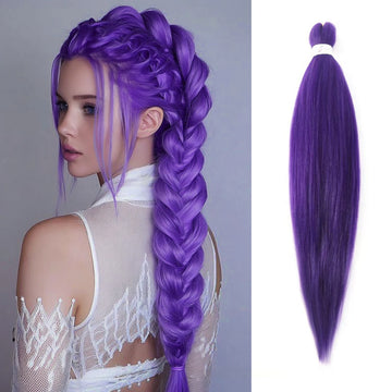 Purple Hair Extensions 26inch Long Braiding Pre Stretched Synthetic Girls Kpop