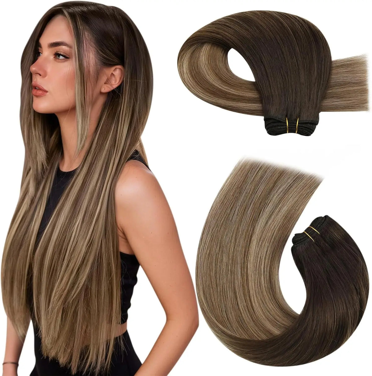 Brazilian Human Hair Wefts, Machine Weft Remy Straight Sew-In Bundles 100g