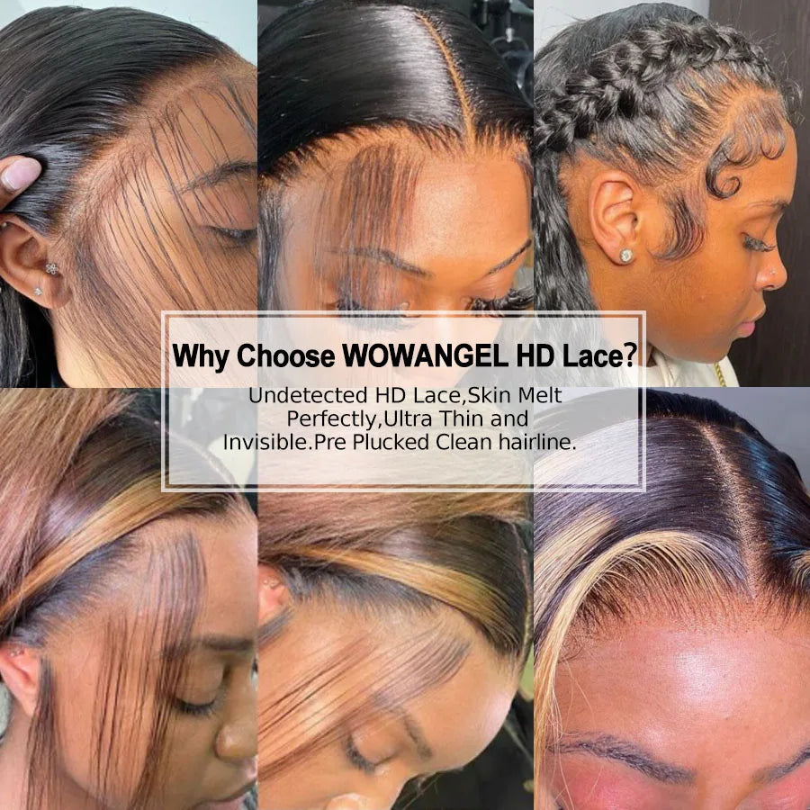 Straight Human Hair 13x6 HD Lace Frontal Wig, 250% Density, Melt Skin