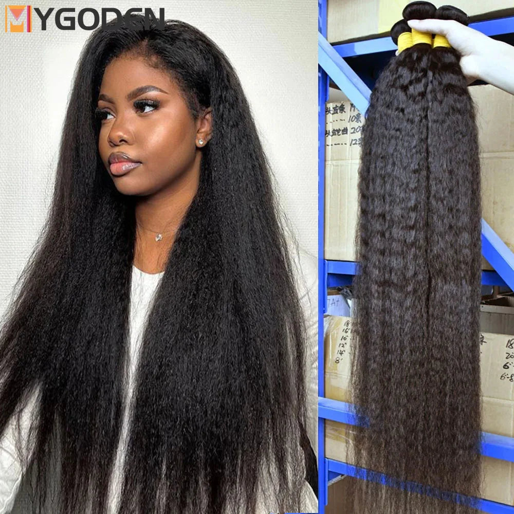 Kinky Straight Bundles Human Hair Double Drawn Vietnamese Extension Yaki Raw Weave