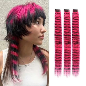 Colorful Long Straight Synthetic Clip-In Hair Extensions, 3 Pack, Party