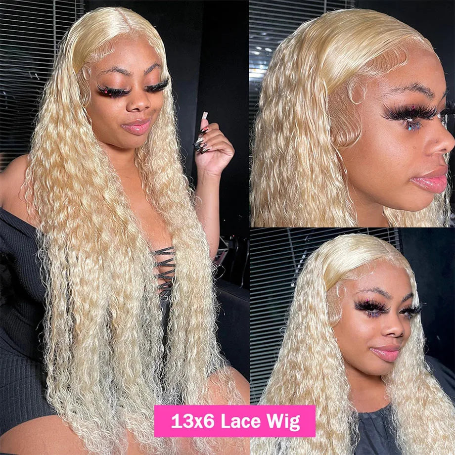 613 HD Lace Frontal Wig, 13x6 Deep Wave Front Human Hair Blonde