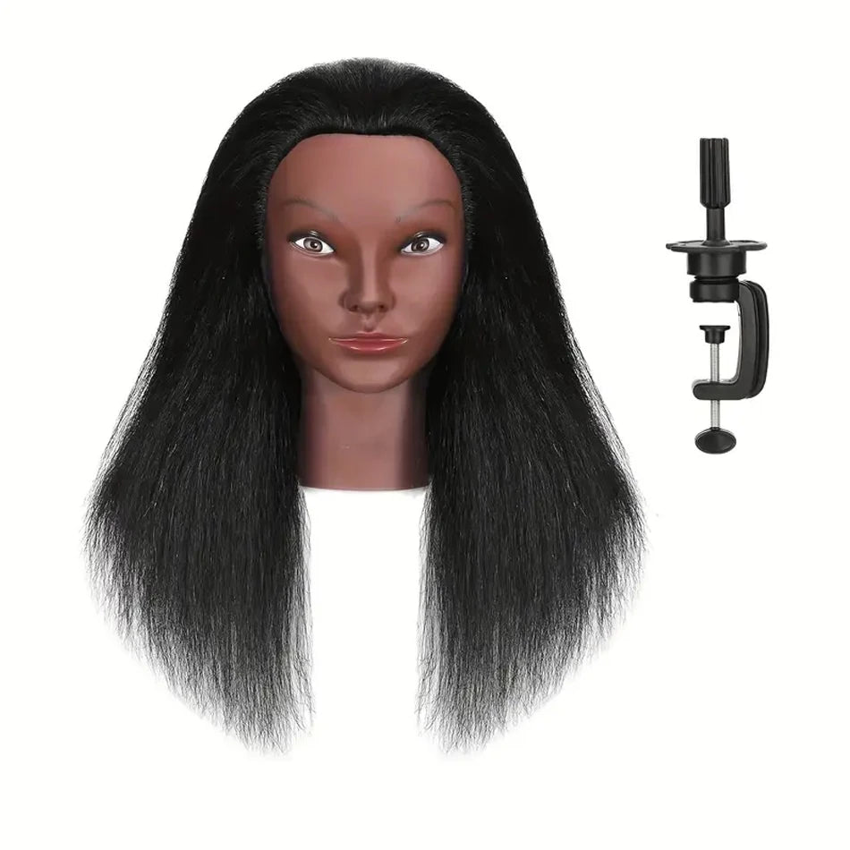 Mannequin Head Human Hair, 100% Real Cosmetology Doll Tripod Stand 18'Training Hairdresser