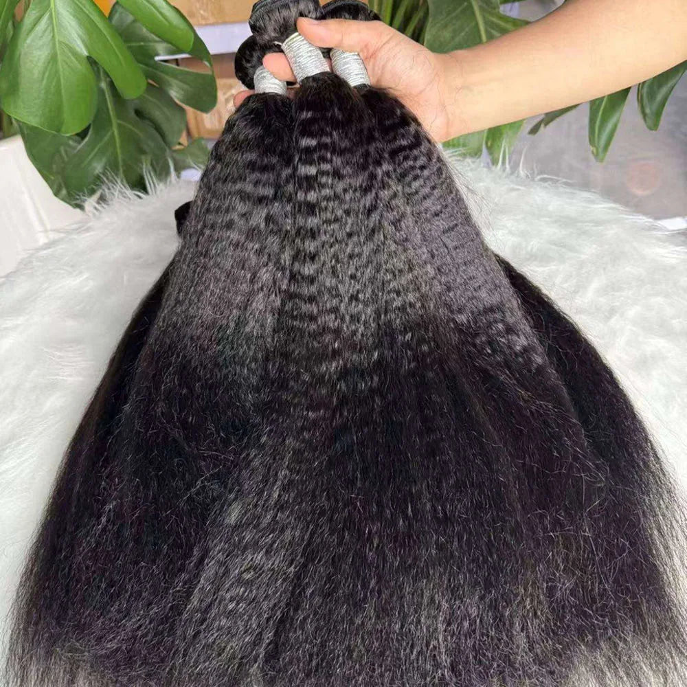 Kinky Straight Bundles Human Hair Double Drawn Vietnamese Extension Yaki Raw Weave