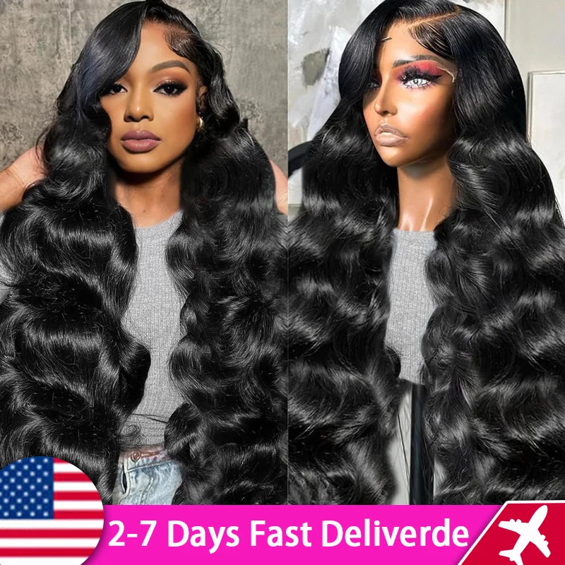 Body Wave Human Hair Lace Frontal Wigs 30inch Brazilian, 13x6 Loose Transparent