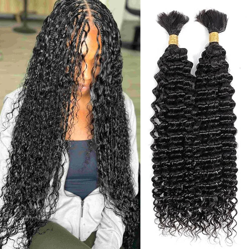 Human Braiding Hair Boho Braids Bulk Deep Wave Curly No Weft Brazilian