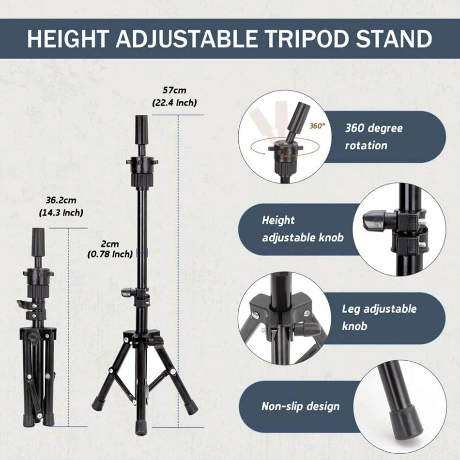 Mannequin Head Human Hair, 100% Real Cosmetology Doll Tripod Stand 18'Training Hairdresser