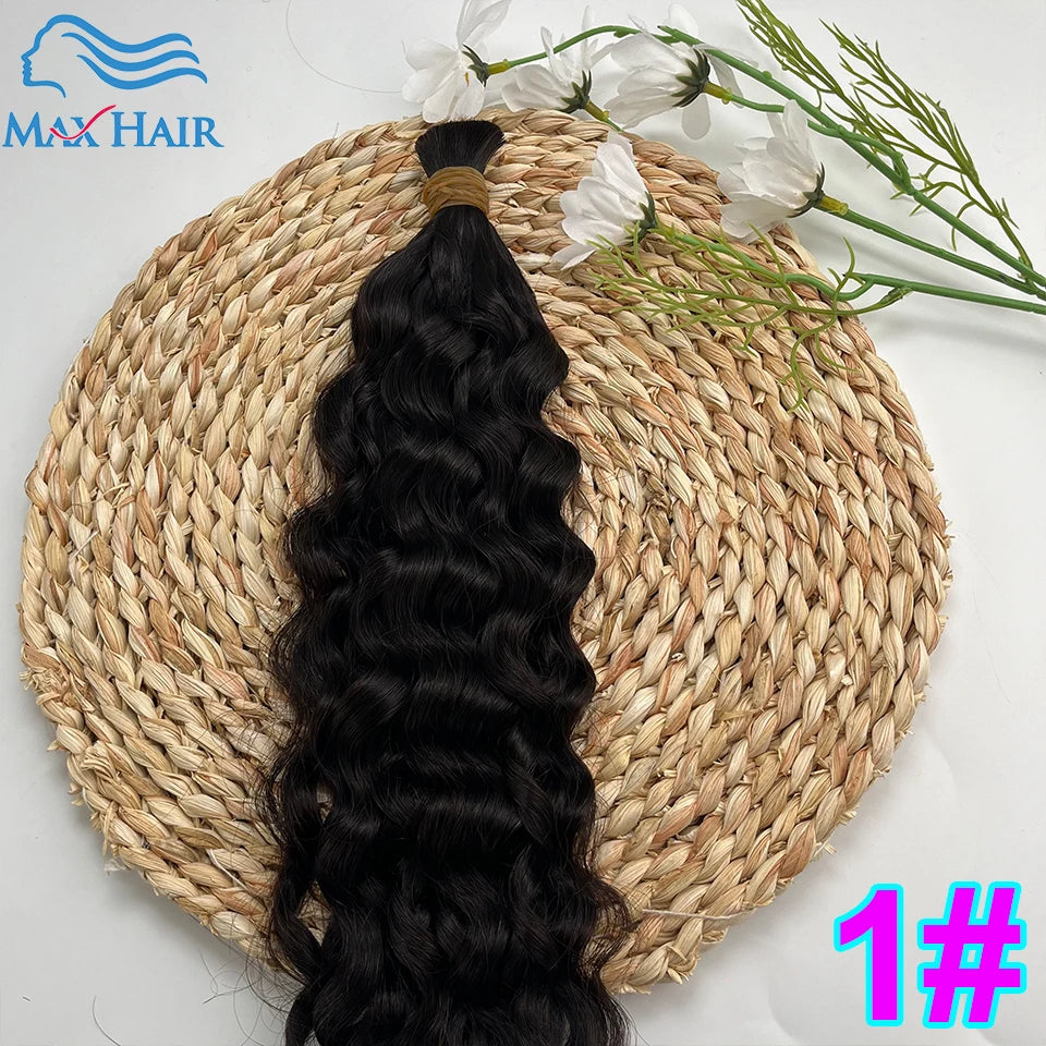 Human Hair Bulk Bundles Curly Water Wave Deep Remy Braiding No Weft