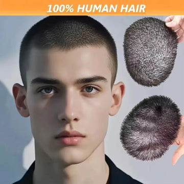 6x8 Short Buzz Cut Hair Toupee 17A Thin Skin PU Human System