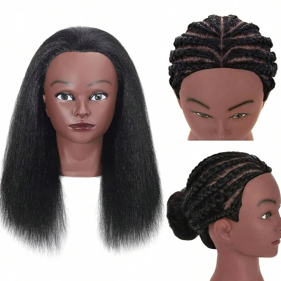 100% Real Hair Mannequin Head 16' Human Hairdresser Training Practice Professional Cosmetology