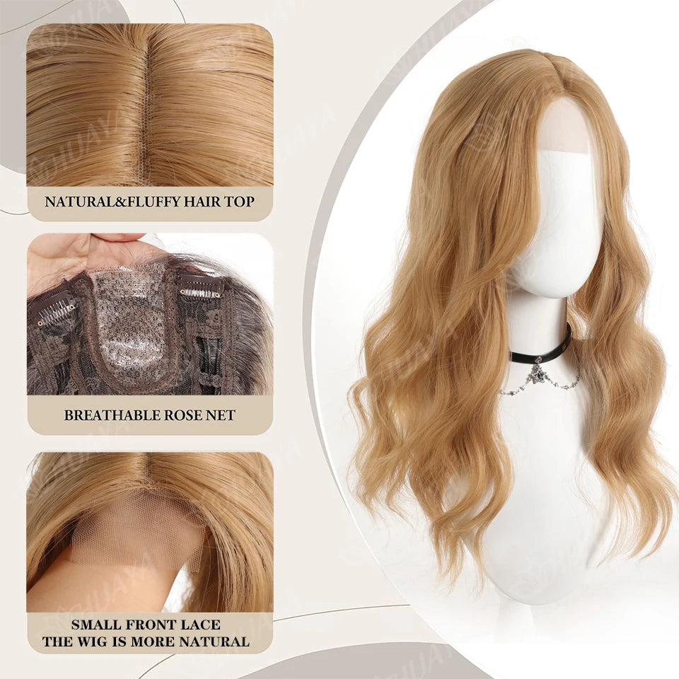 Synthetic Topper Wigs Wavy Hairpin Clip On Top of Woman's Head Hair