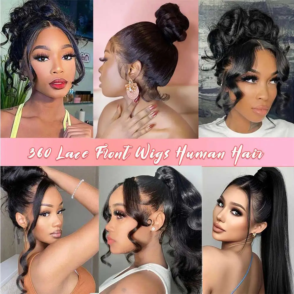 Lace Front Wigs Human Hair Drawstring Pre Plucked Hidden Strap HD Full