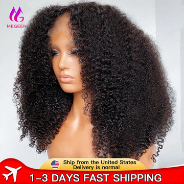Afro Kinky Curly Human Hair Lace Front Wig — 13x4 Lace, Pre-Plucked