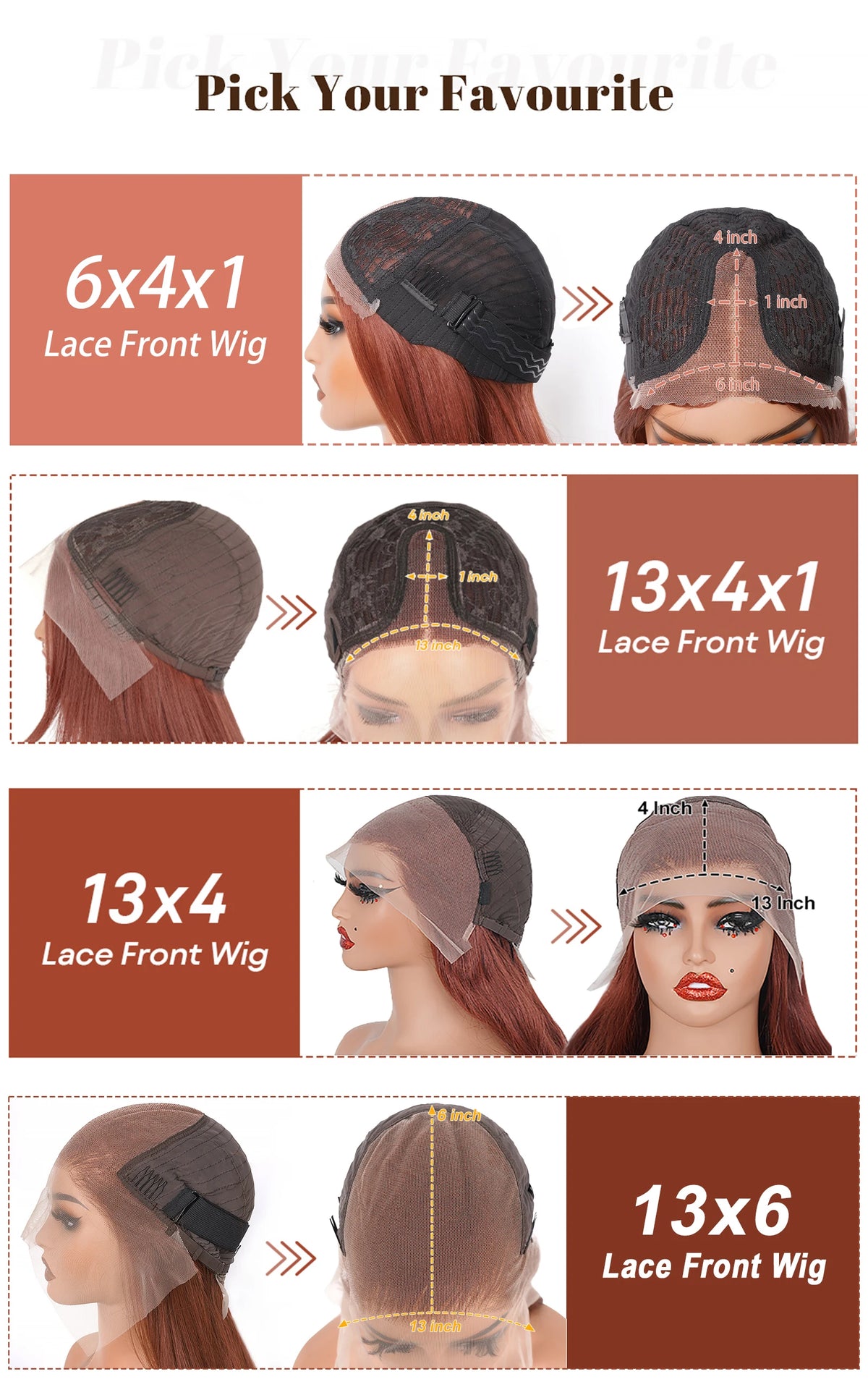 Copper Red Layered Cut Lace Front Wigs Reddish Brown Straight Frontal Glueless