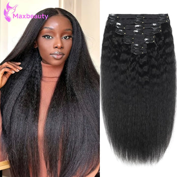 Seamless Kinky Straight Clip in Hair Extensions Brazilian Virgin Human Ins