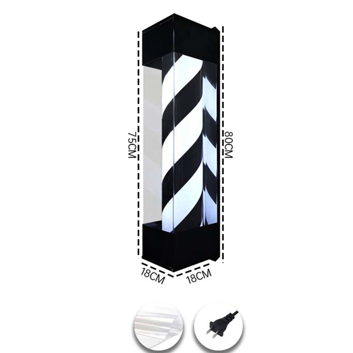 20W Barber Pole Light Traditional Hair Salon Open Sign Classic Hairdressing Rainproof