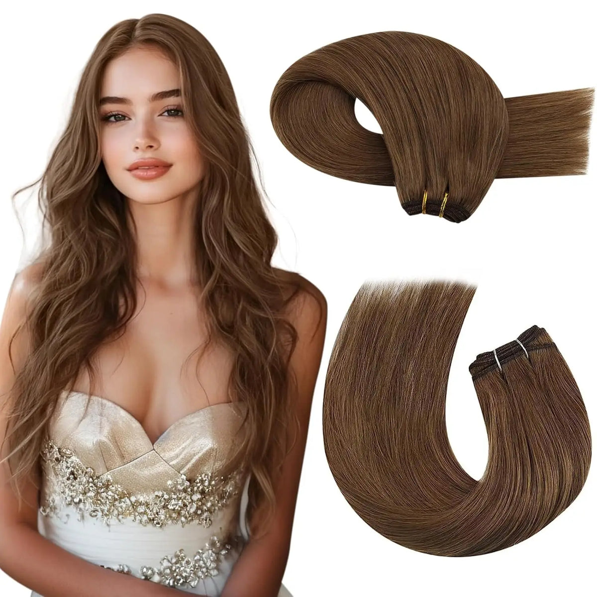 Brazilian Human Hair Wefts, Machine Weft Remy Straight Sew-In Bundles 100g