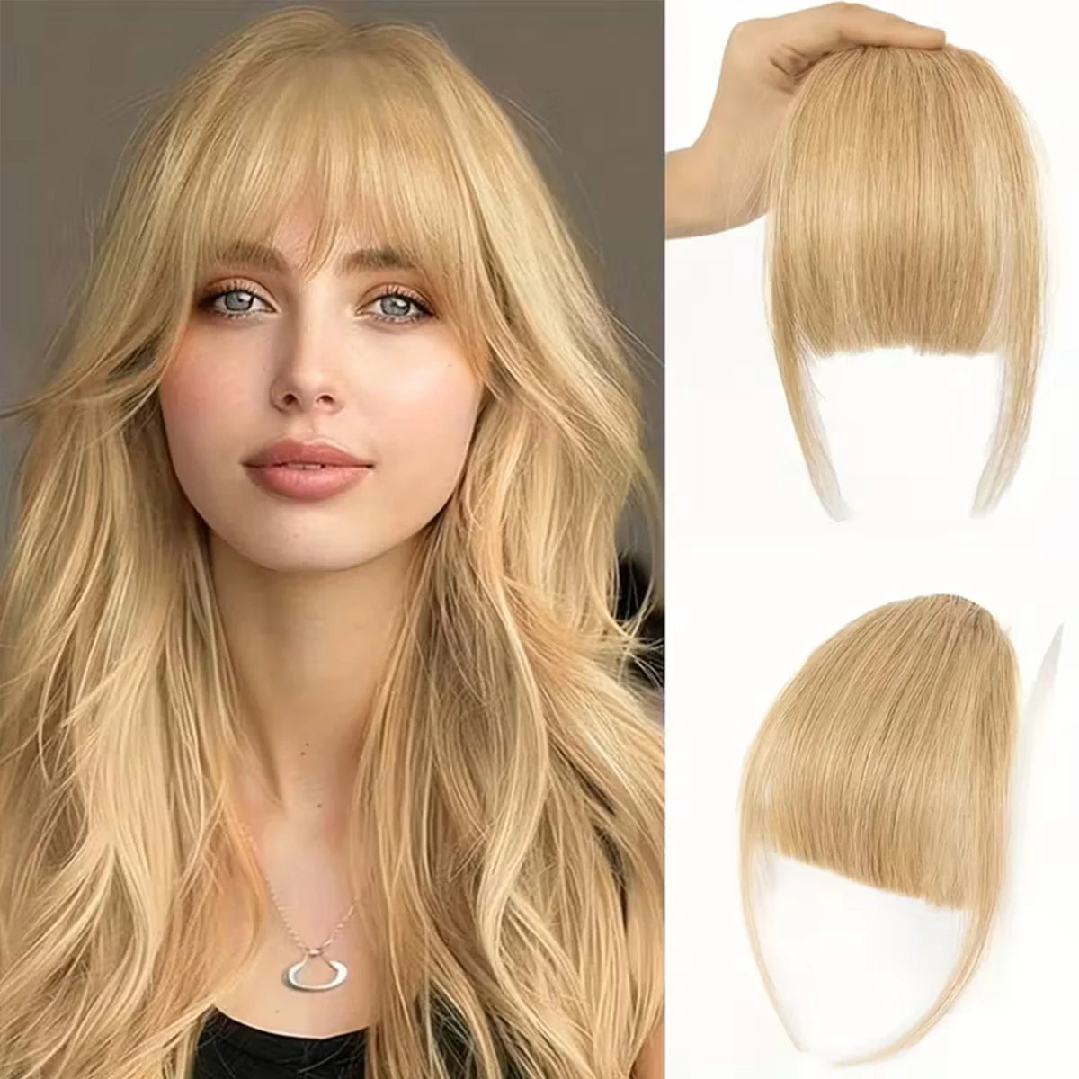 Wispy Curtain Bangs, 100% Human Hair Light French Air Temples Clip in