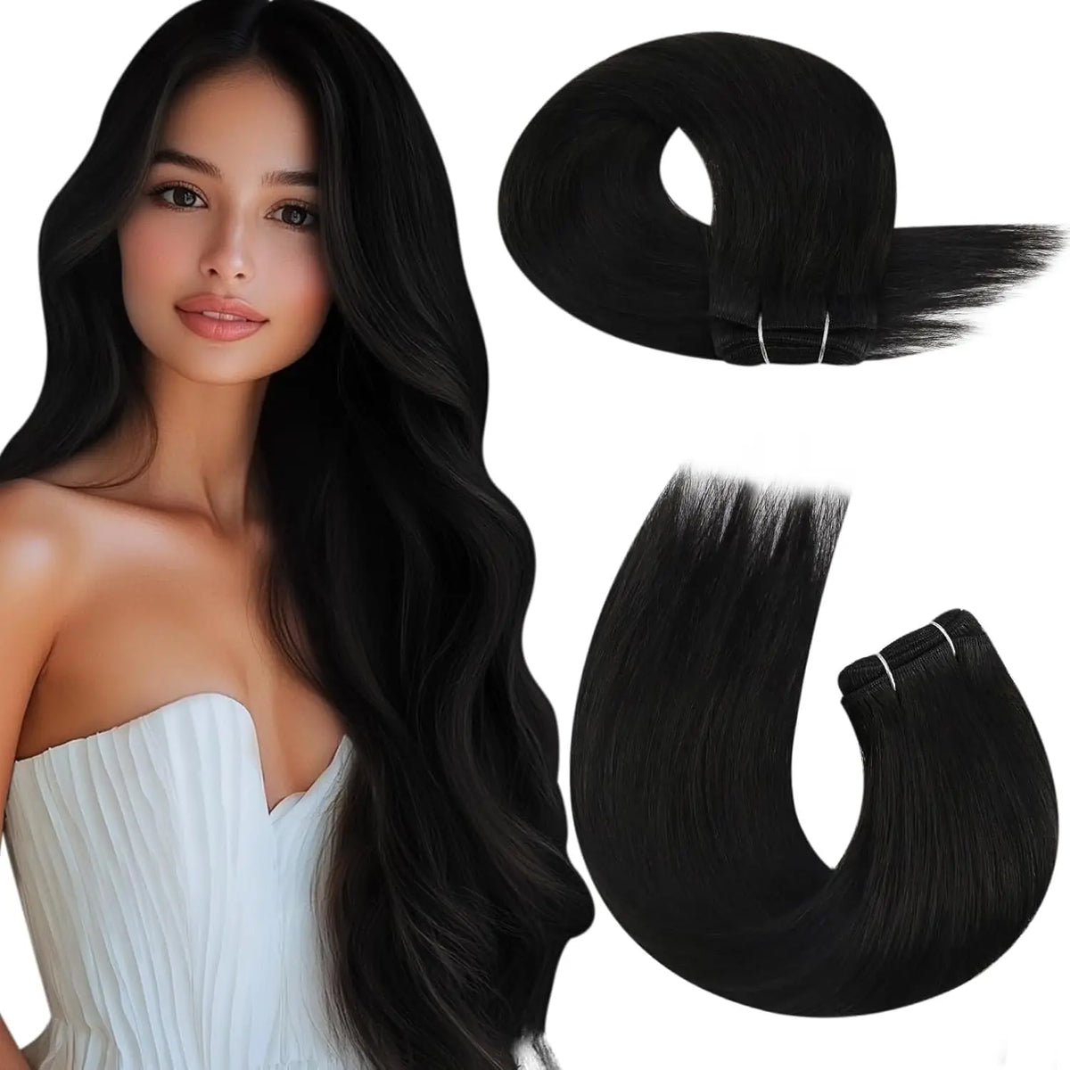 Brazilian Human Hair Wefts, Machine Weft Remy Straight Sew-In Bundles 100g