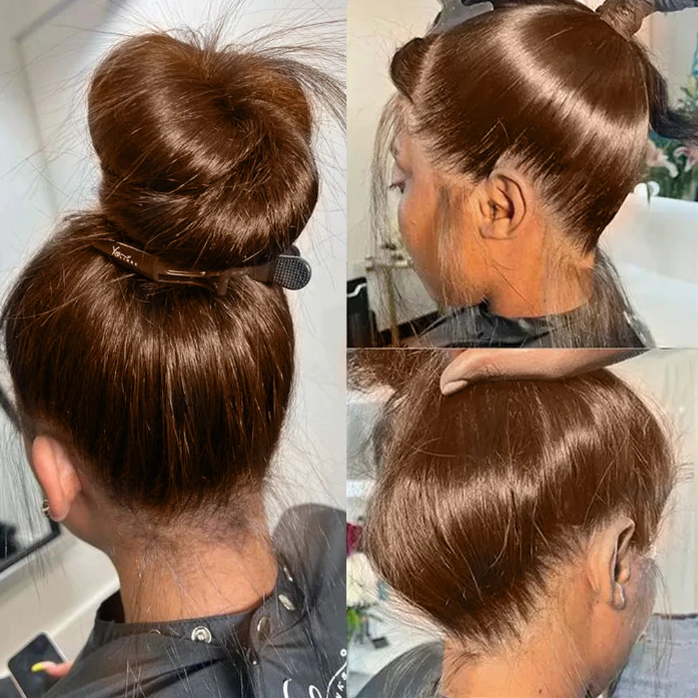 Hidden Invisible Strap Full HD Lace Glueless Wig Straight Chocolate Brown Front