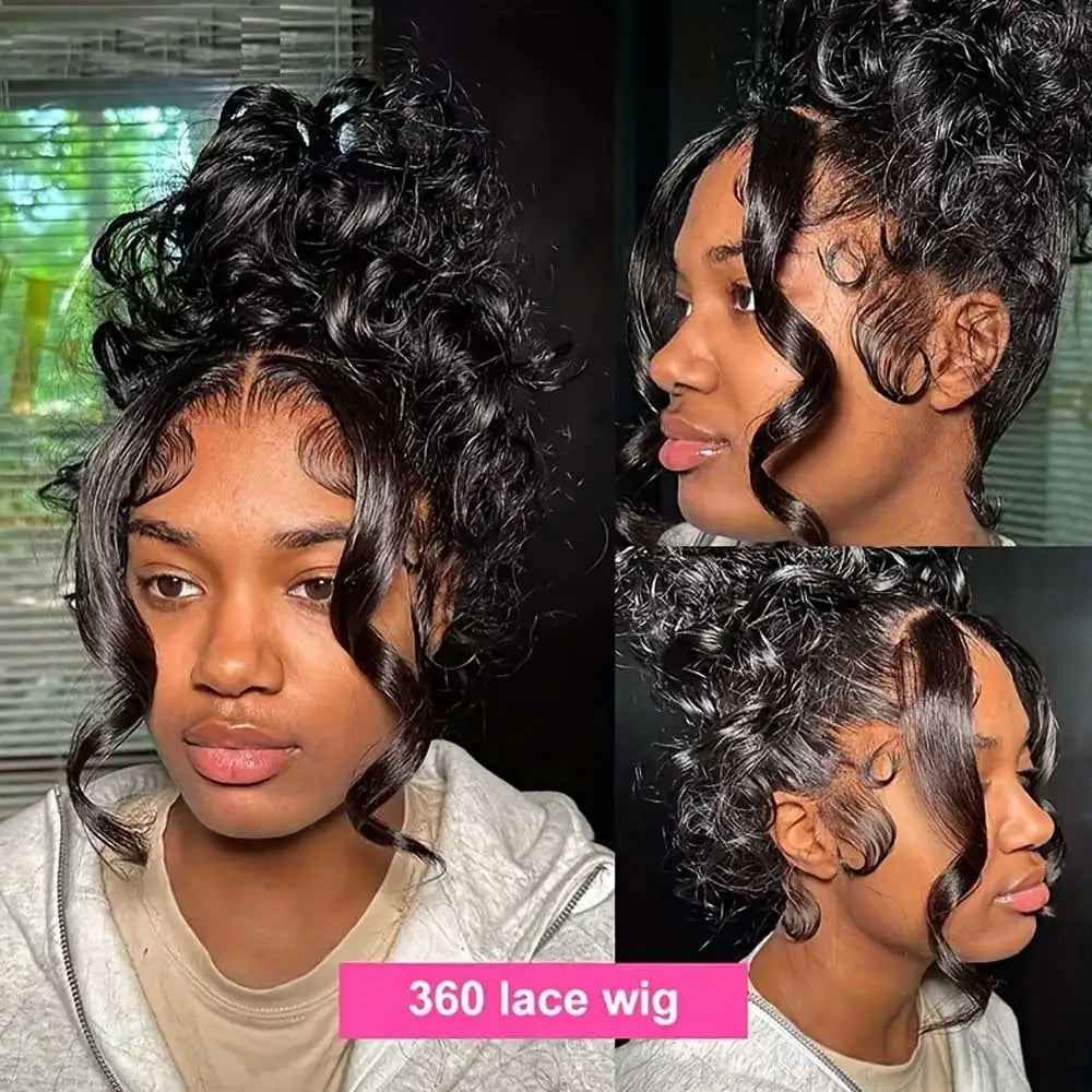 Lace Front Wigs Human Hair Drawstring Pre Plucked Hidden Strap HD Full