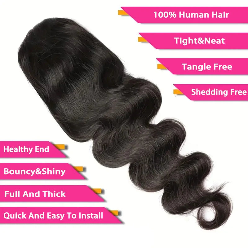 Body Wave Human Hair Drawstring Ponytail Extensions Remy, 100% Natural Clip in