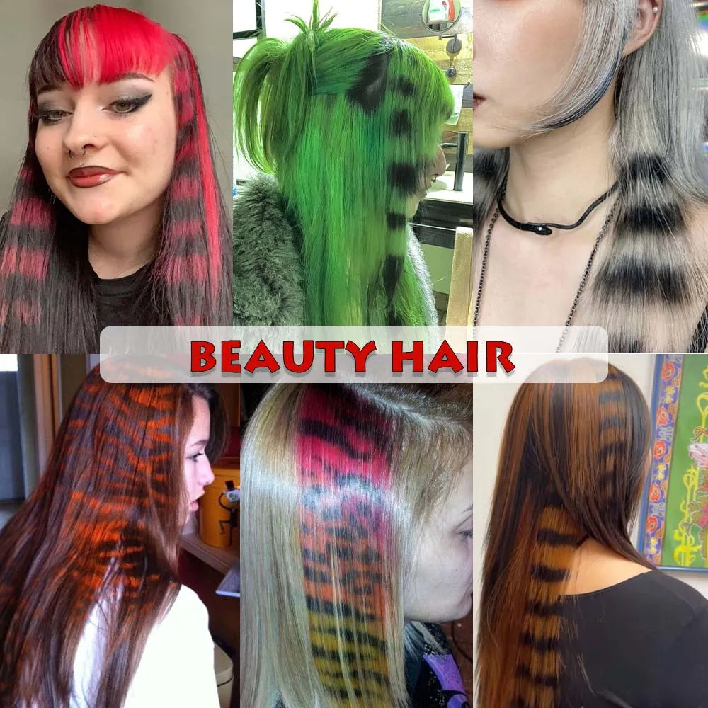 Colorful Long Straight Synthetic Clip-In Hair Extensions, 3 Pack, Party