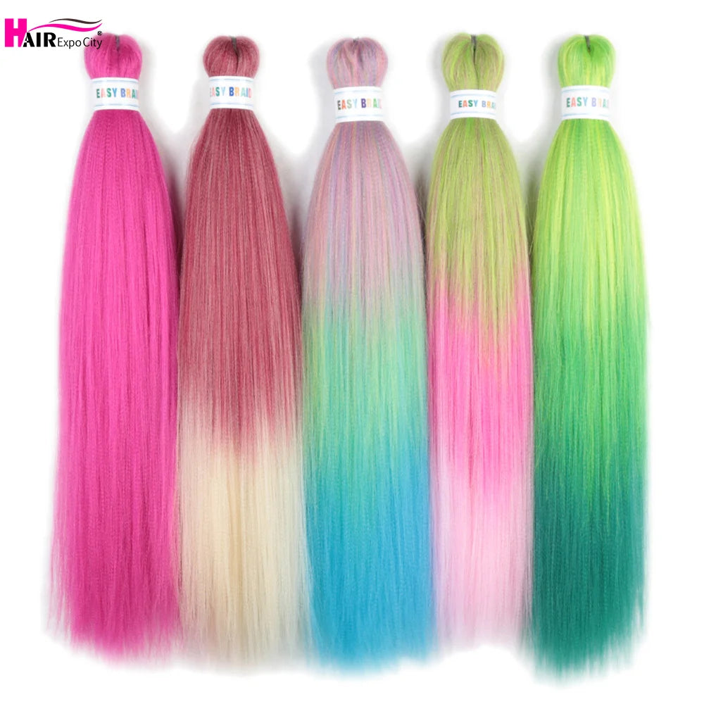 Easy Braids 26Inch Synthetic Jumbo Braids Hair Extensions Ombre Colorful Braiding Hair Pre Stretched