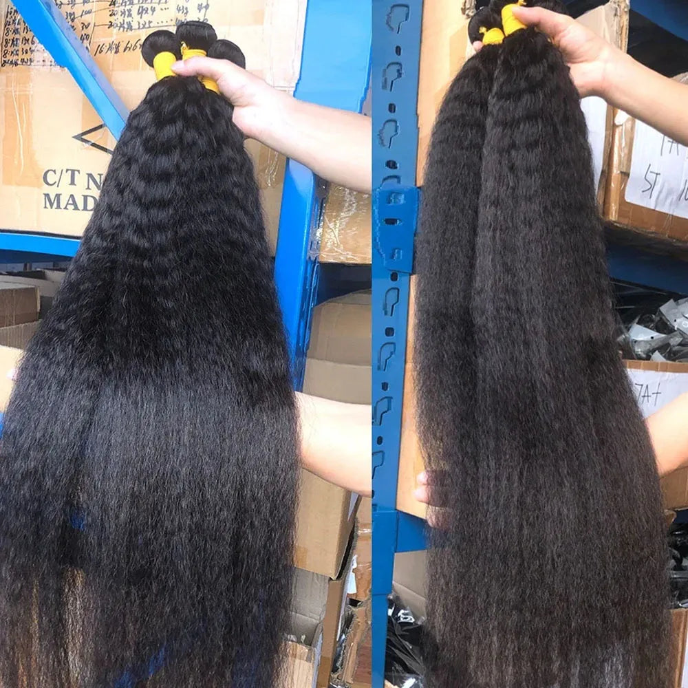 Kinky Straight Bundles Human Hair Double Drawn Vietnamese Extension Yaki Raw Weave