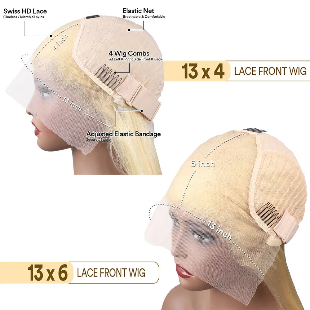 613 HD Lace Frontal Wig, 13x6 Deep Wave Front Human Hair Blonde