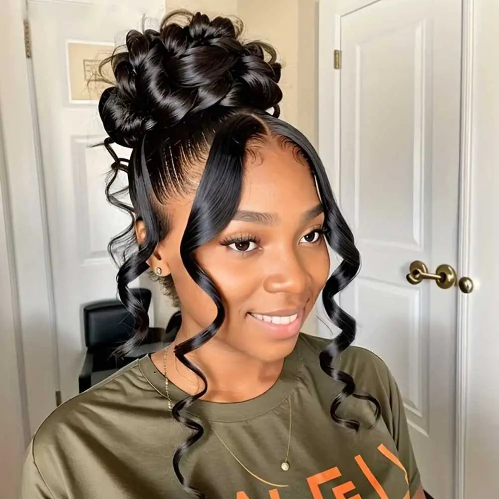 Lace Front Wigs Human Hair Drawstring Pre Plucked Hidden Strap HD Full