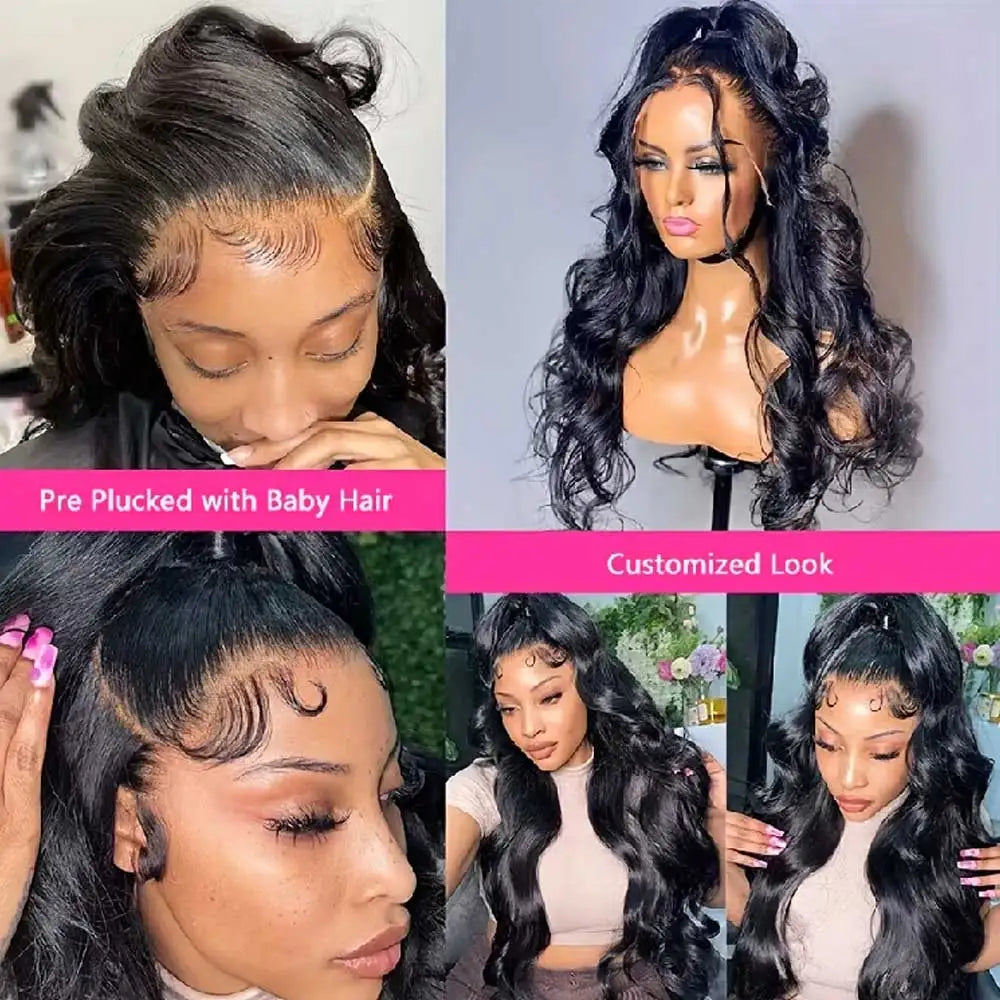 Lace Front Wigs Human Hair Drawstring Pre Plucked Hidden Strap HD Full