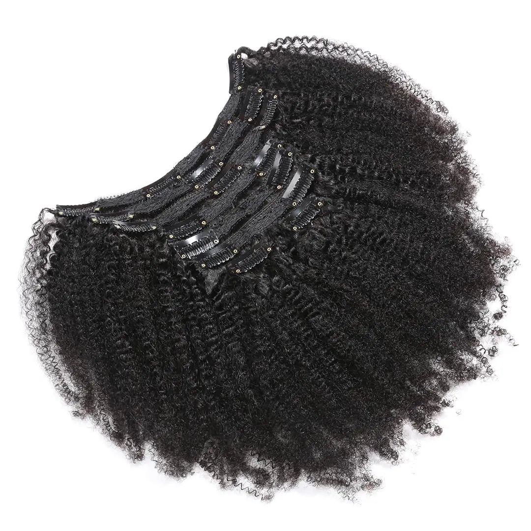 Afro Curly Clip-in Human Remy Hair Extensions 10-24 Kinky Textured, 100% 120g