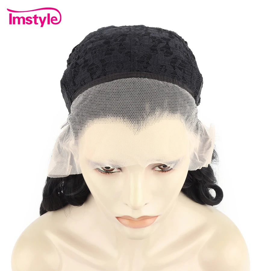 Jet Black Wigs Synthetic Lace Front Heat Resistant Fiber Natural Wavy Long