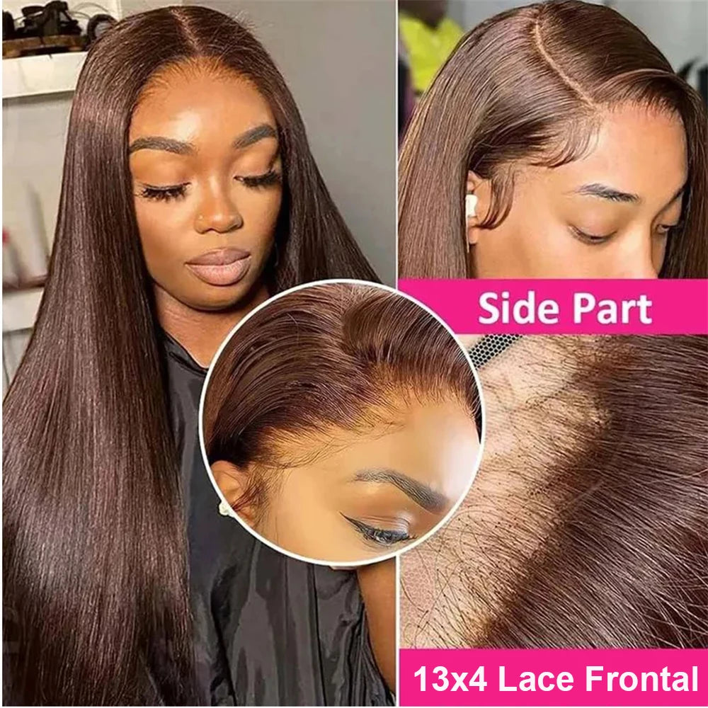 12A Chocolate Brown Straight Human Hair Bundles Closure Frontal Raw Brazilian Tissage