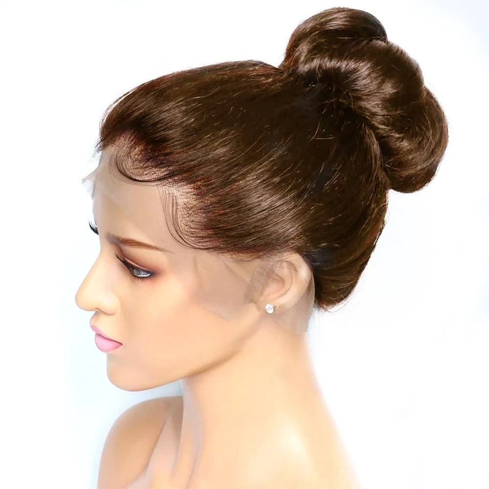 Hidden Invisible Strap Full HD Lace Glueless Wig Straight Chocolate Brown Front