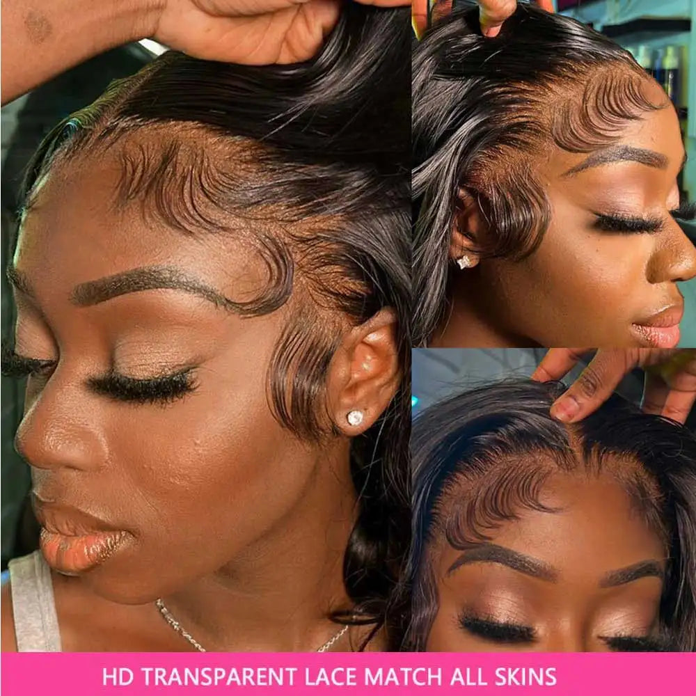 Lace Front Wigs Human Hair Drawstring Pre Plucked Hidden Strap HD Full