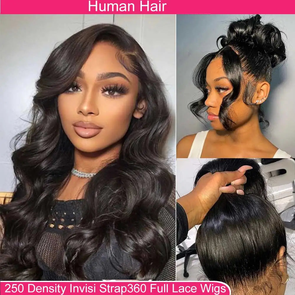 Lace Front Wigs Human Hair Drawstring Pre Plucked Hidden Strap HD Full