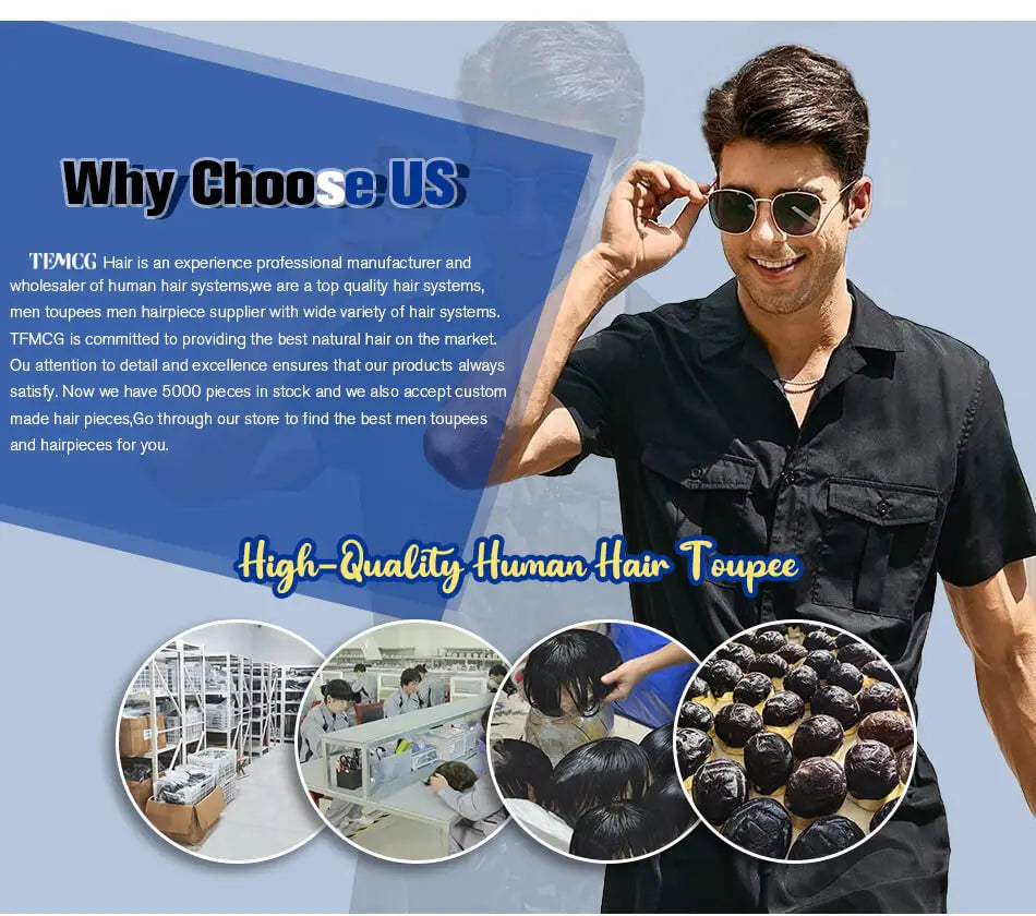 Male Hair Prosthesis Lace PU Base Breathable Natural Hairline Natural Human Hair Toupee Man Wig