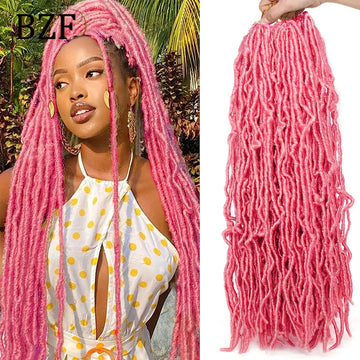 36Inch Pink Soft Faux Locs Crochet Hair Braids Synthetic Blonde Goddess Nu
