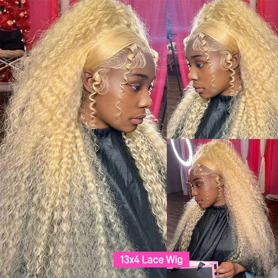 613 HD Lace Frontal Wig, 13x6 Deep Wave Front Human Hair Blonde