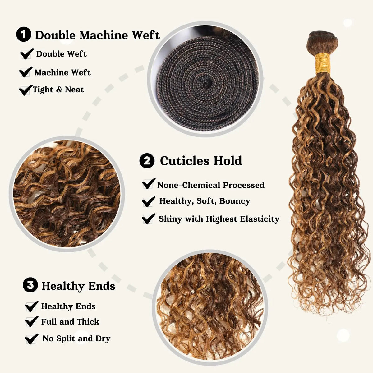 Honey Blonde Highlight Deep Wave Bundles P4/27 Ombre Single Wet Wavy Human