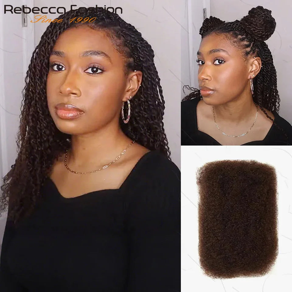 Afro Kinky Curly Bulk Human Hair for Braiding, Remy, No Attachment, Soft and Lightweight