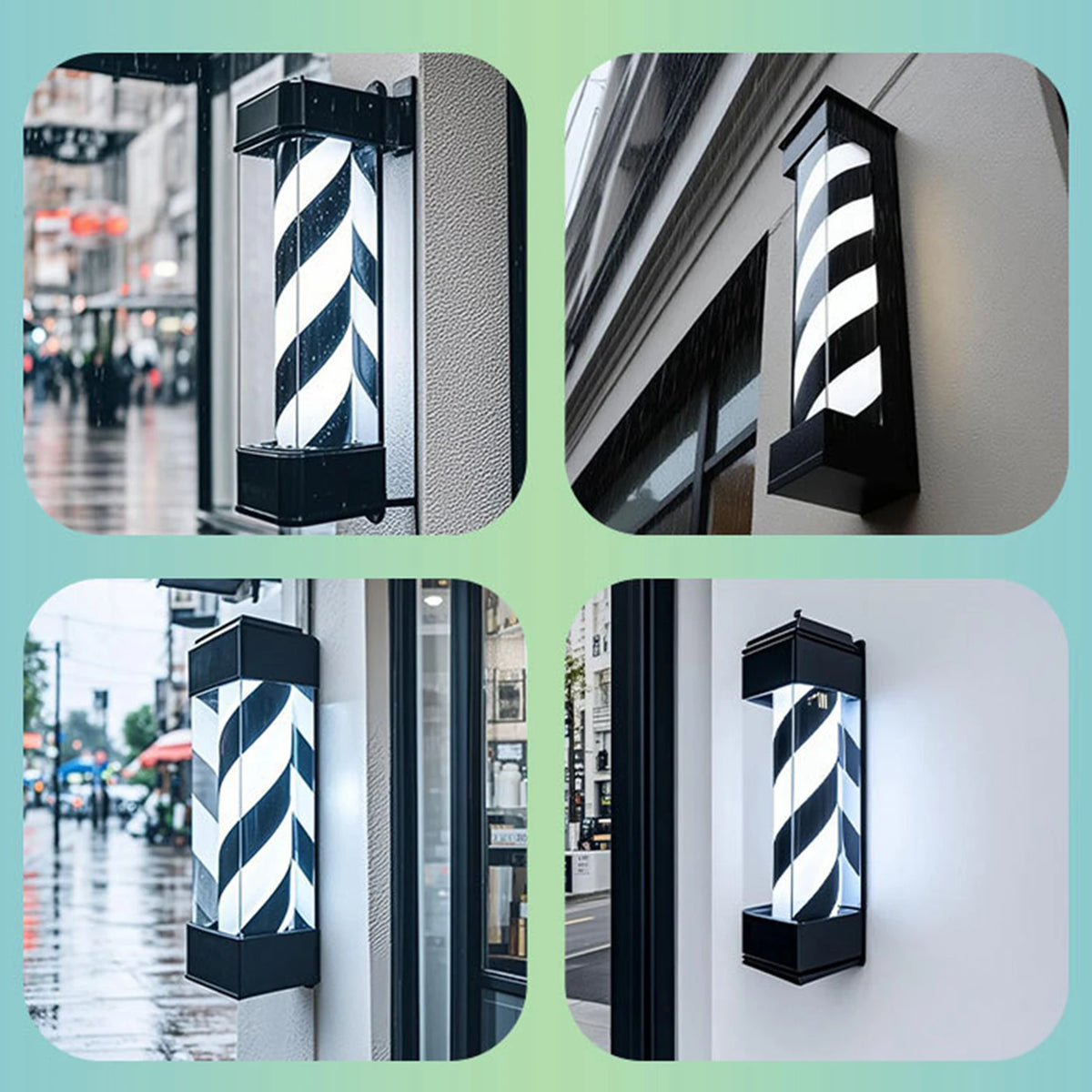 20W Barber Pole Light Traditional Hair Salon Open Sign Classic Hairdressing Rainproof