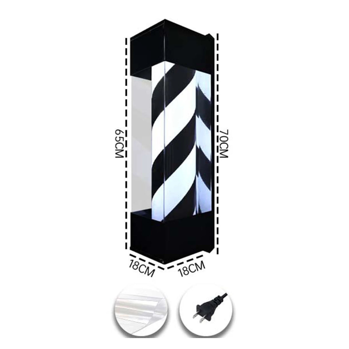 20W Barber Pole Light Traditional Hair Salon Open Sign Classic Hairdressing Rainproof