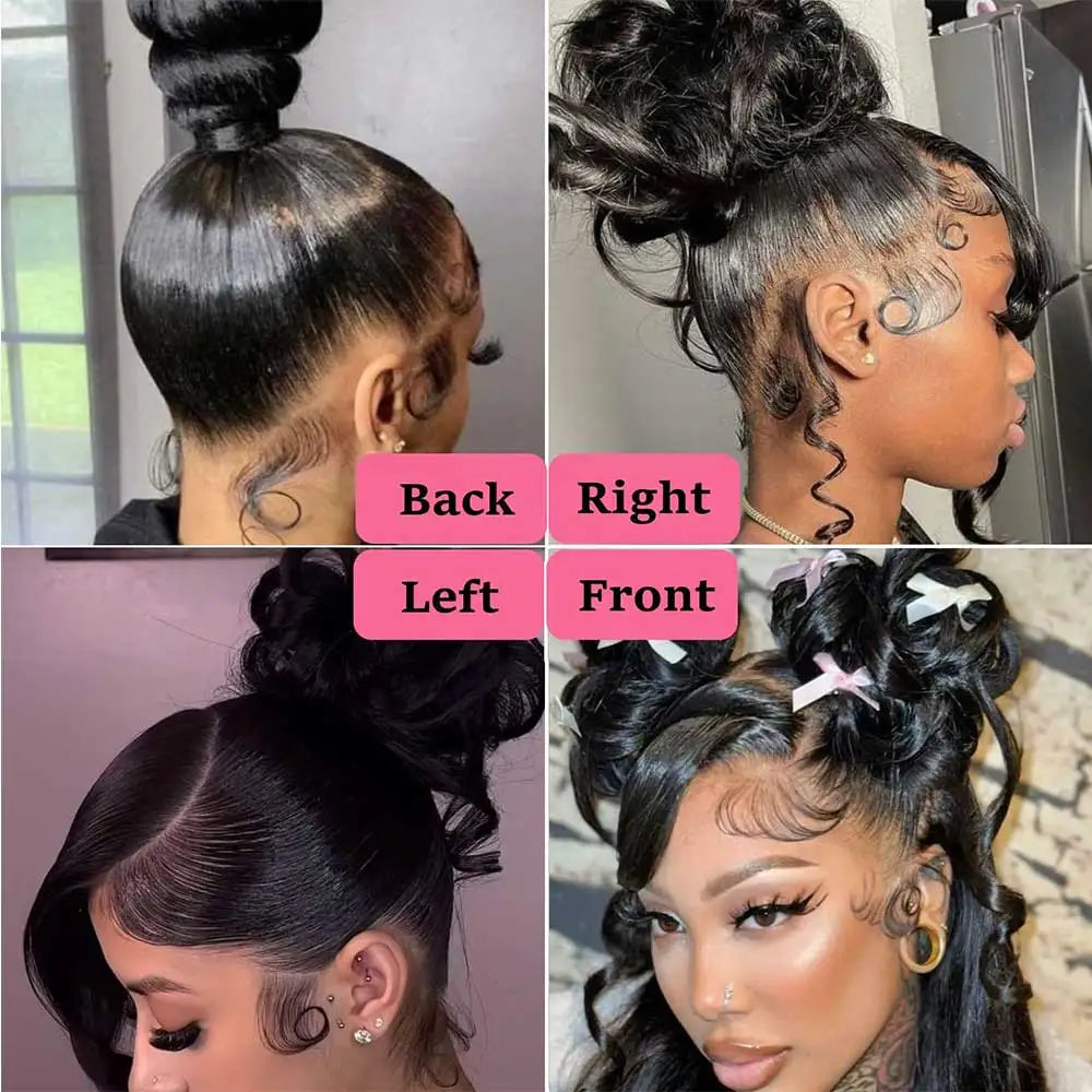 Lace Front Wigs Human Hair Drawstring Pre Plucked Hidden Strap HD Full