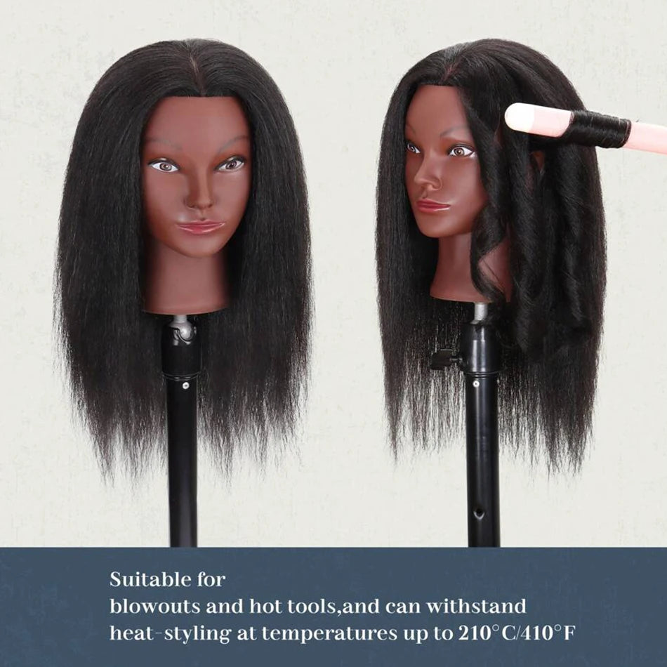 Mannequin Head Human Hair, 100% Real Cosmetology Doll Tripod Stand 18'Training Hairdresser