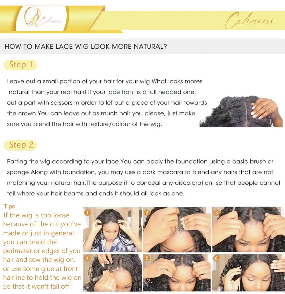 Lace Front Wigs Human Hair Drawstring Pre Plucked Hidden Strap HD Full