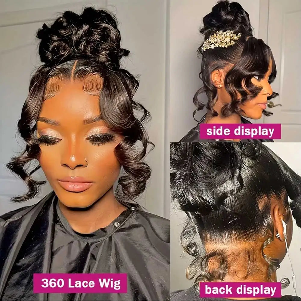 Lace Front Wigs Human Hair Drawstring Pre Plucked Hidden Strap HD Full