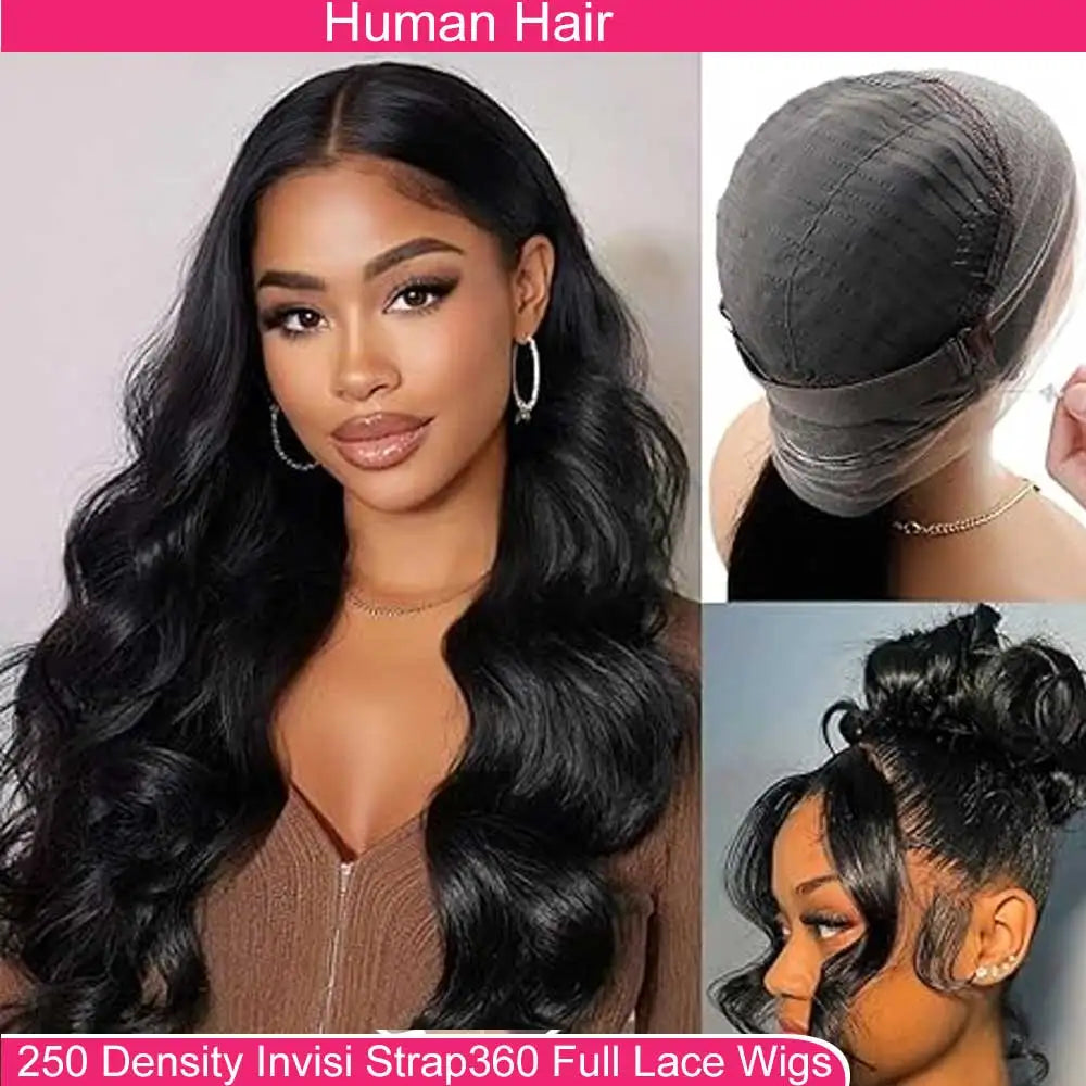 Lace Front Wigs Human Hair Drawstring Pre Plucked Hidden Strap HD Full